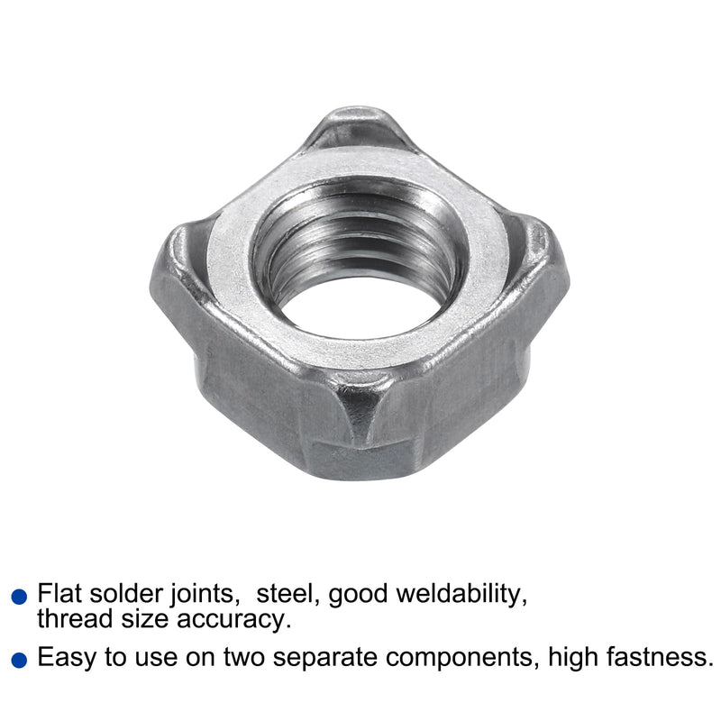 uxcell Weld Nuts, M12-1.5 Square UNC Carbon Steel Machine Screw Gray 10Pcs M12-1.5mm
