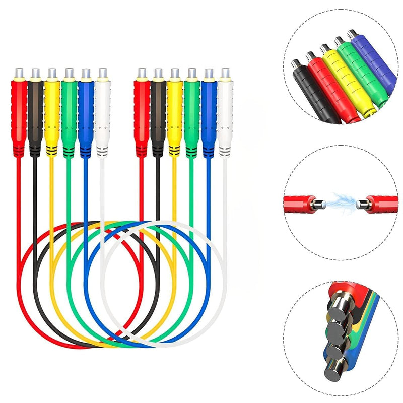6PCS Magnetic Test Leads 30V AC/5A 20AWG Professional Low Voltage Magnetic Jumper Silicone Flexible Jumper Test Wires Soft Sensors Switches Test Lead for Testing - 3.3FT (6 Pack)