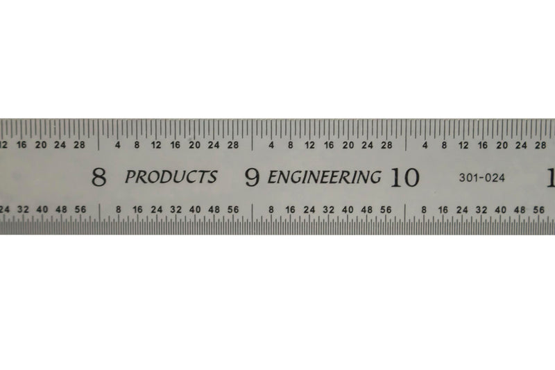 PEC Tools 24" Flexible Steel Ruler, High-Quality Carbon Steel with Satin Chrome Finish, 3R Graduation (1/32", 1/64", 1/10", 1/50"), Fully Hardened and Tempered, Made in USA Carbon Steel-Flexible 24"