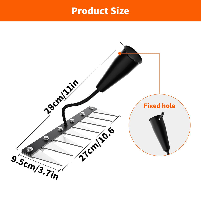 Iron Weeding Rake Without Handle (Assembled), 8 Teeth Iron Rakes for Gardening and Weedings, Heavy-Duty Carbon Steel Weed Rake or Weed Puller Tool for Yard, Lawn, Patio and Garden, Gloves Included No Long Handle - Black