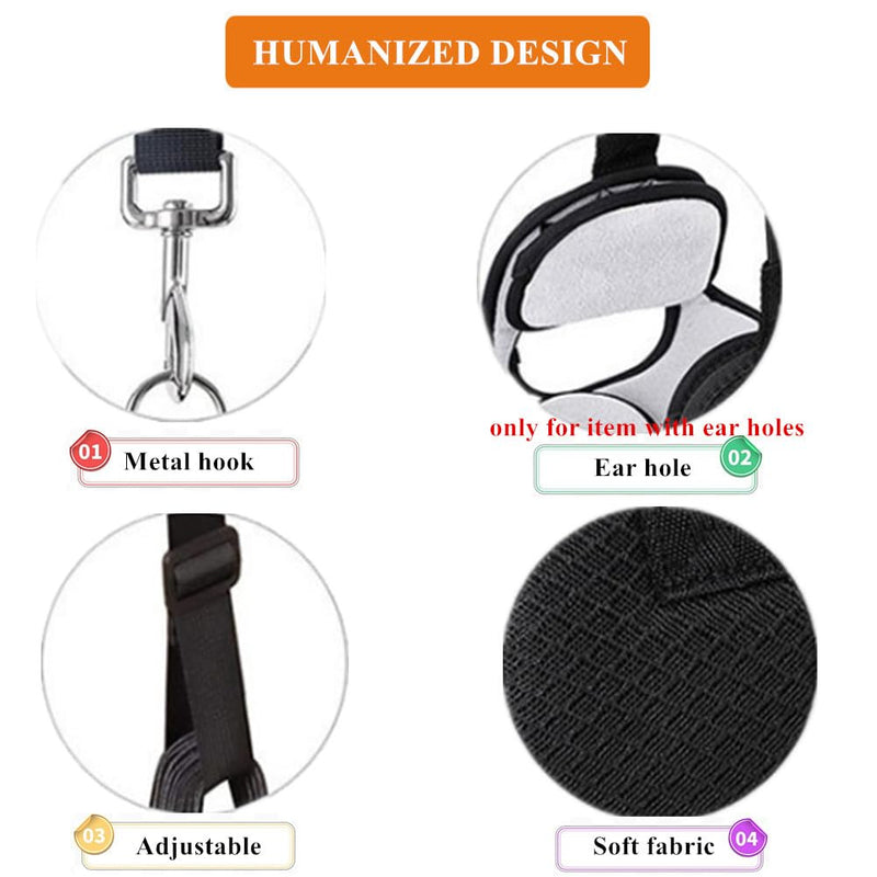 WEEOATAR Adjustable Neck Traction for Neck Pain, Neck Stretcher Strap for Pinched Nerves, Neck Stretcher with Release Buckle, Neck Decompression Device with Ear Hole for Indoors or Outdoors (Black 2) Black 2