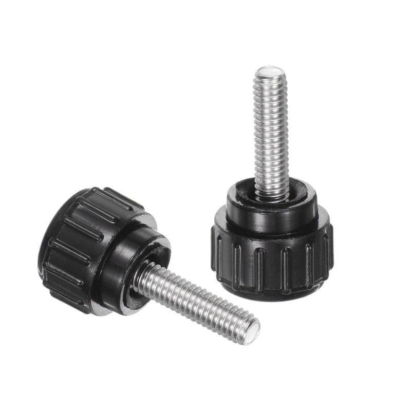 uxcell 12pcs Knurled Clamping Knobs M4 x 16mm Metric 304 Stainless Steel Male Thread Thumb Screw on Type 14mm Plastic Round Head Threaded Hand Bolt Stud Knobs Black M4 x 16mm x 14mm