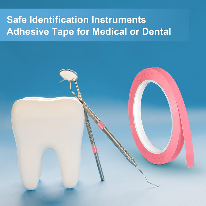 Kosiz Autoclave Tape 216 ft/L x 0.3 Inches/W Instruments Identification Tape Autoclavable 270 Fahrenheit (Pink) Pink