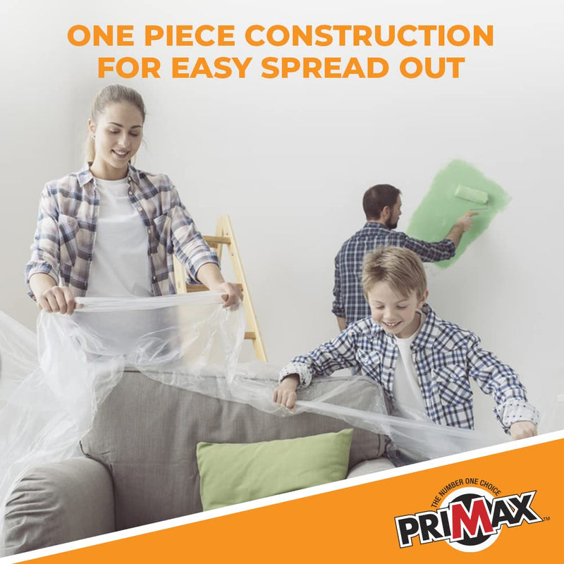 PRIMAX Clear Plastic Drop Cloth 9x12 ft (3 Pack) – Waterproof Painters Plastic Sheeting for Painting, Furniture Covers & Dust Protection – Easy Cleanup, Mess-Free Solution for Painting or Renovations 9' x 12' - 3 pack