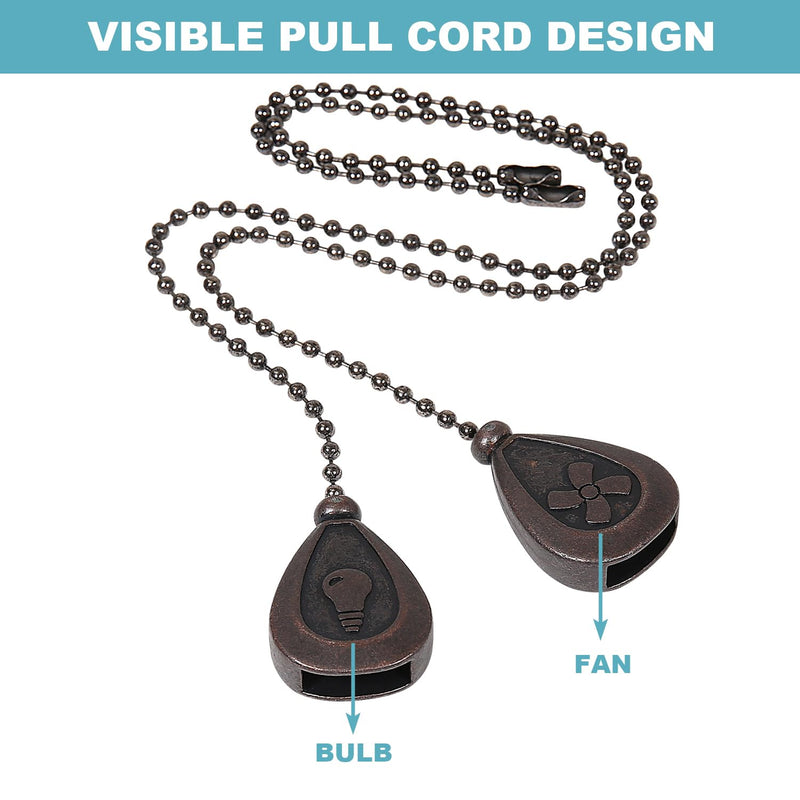 SmoTecQ Ceiling Fan Pull Chain Extenders 2 Pack, Decorative Waterdrop Look (Retro) Retro