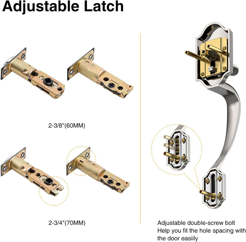 Silver Front Door Handle and Deadbolt Set, Classic Lock With Satin Nickel Exterior Lever, Reversible Entry for Right & Left Handed - NewNest Australia