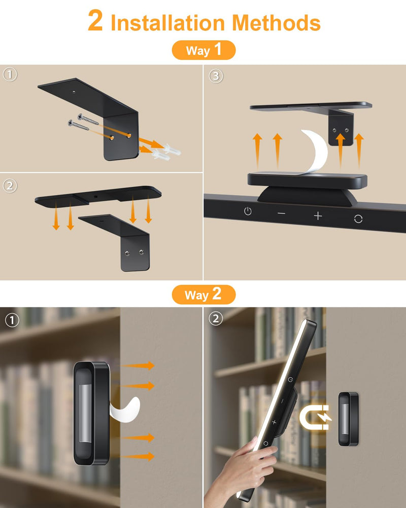 WILLED 3W Picture Lights for Wall, Rechargeable Battery Operated Picture Light, Wireless Wall Light with Remote, Dimmable & Timer Art Lighting for Paintings Wireless, Magnetic Gallery Light, Black