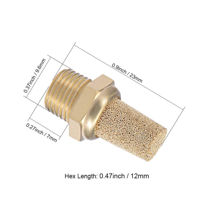 uxcell 1/8 PT Sintered Bronze Exhaust Muffler with Brass Body Protruding 4pcs