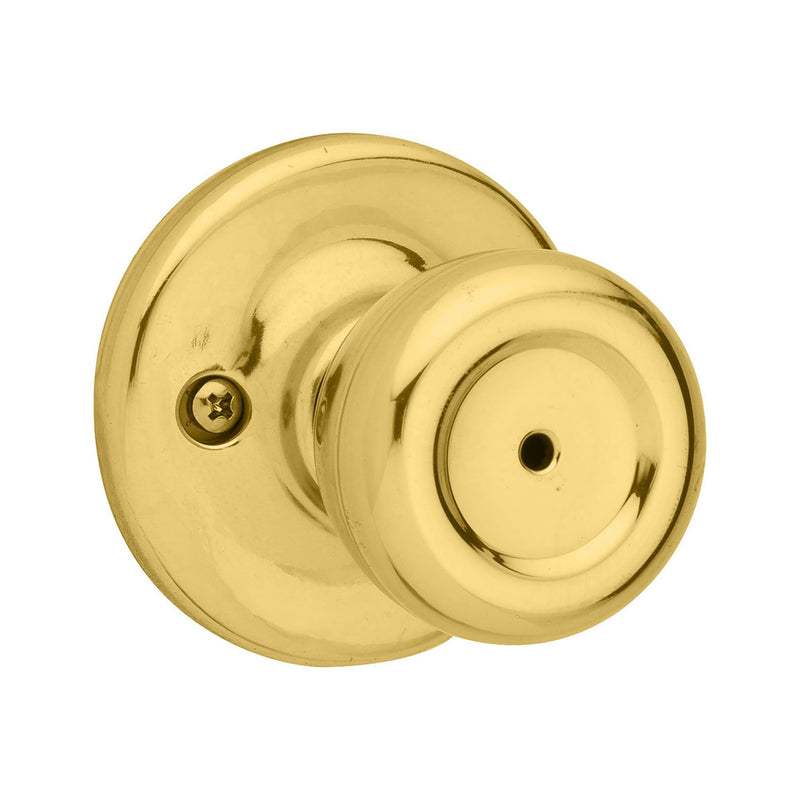 Kwikset Mobile Home Interior Privacy Door Knob with Lock, Door Handle For Bathroom and Bedroom, Polished Brass Keyless Turn Lock Doorknob 1 Count (Pack of 1)