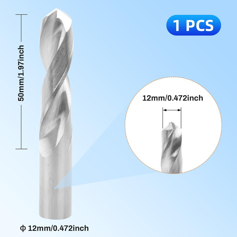 Solid Carbide Drill Bits, 12mm C2/K20 Tungsten Carbide Jobber Drill Bits Straight Shank Drilling Tool for Metal Plastic 1