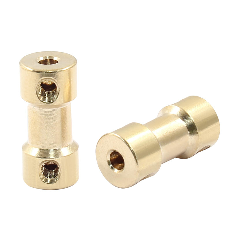 Hordion 10Pcs 3mm to 3mm Brass Shaft Coupling Joint Connector, Shaft Coupler Motor Accessories with Screws