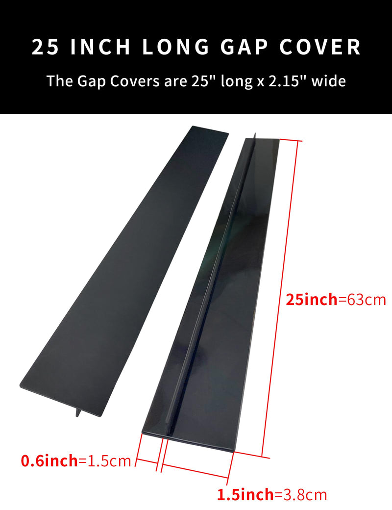 25 inch Black Stove Gap Covers (2 Pack), Silicone Gap Filler for Stove and Counter, Oven Edge Side Gap Guards, Kitchen Range Crumb Catcher Strips between Stovetop and Countertop 25 inch Black