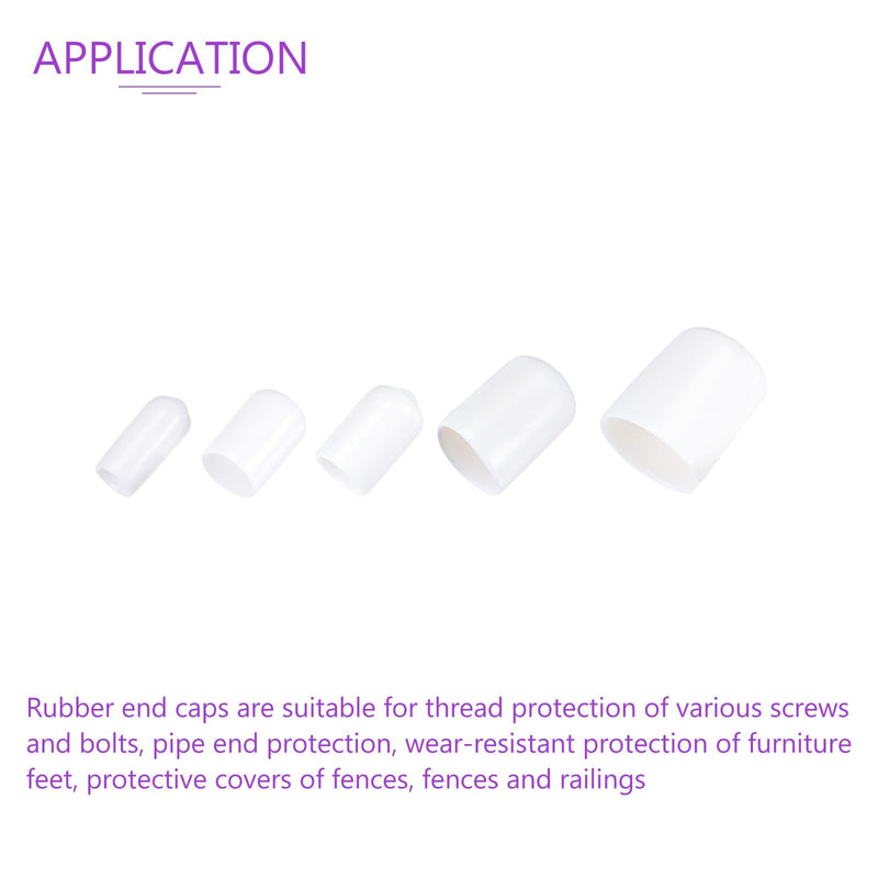 DMiotech 25 Pack 1/4" 3/8" 1/2" 3/4" 7/8" ID White Screw Thread Protectors Rubber End Caps Bolt Covers for Screw Bolt Furniture Pipe