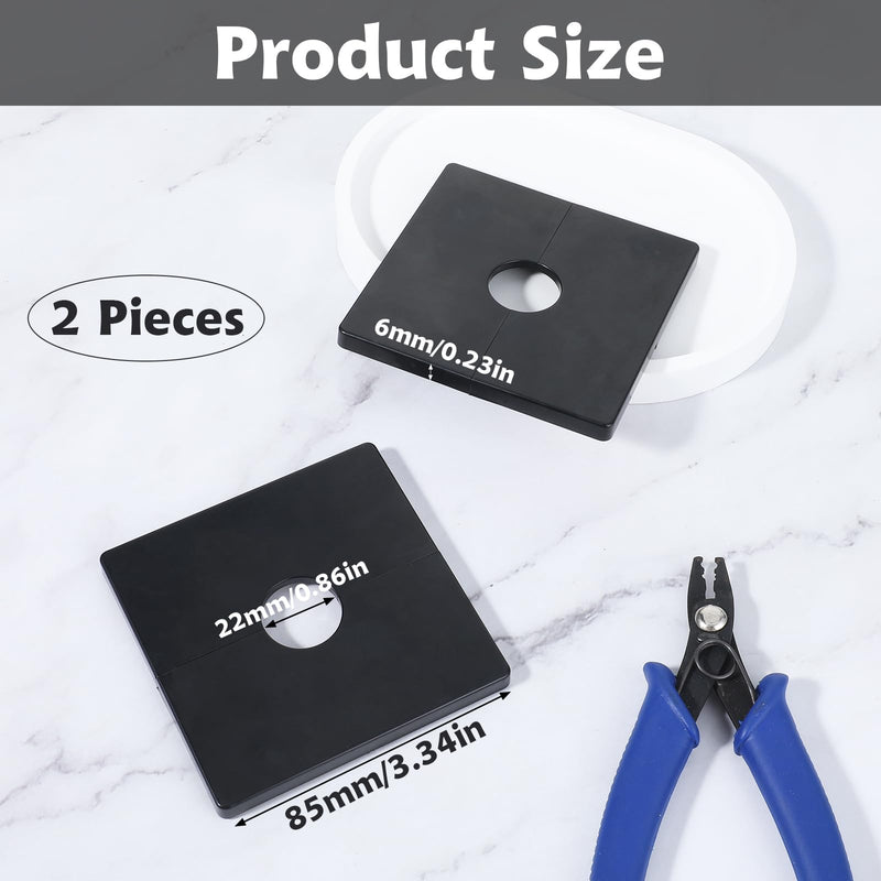 2 Pcs Plumbing Cover Plates, Square Shower Arm Flange Escutcheon Plate Wall Split Pipe Flange Cover Plate for Fixed Shower Head Faucet Standard 1/2 Inch Pipes (Black) Black