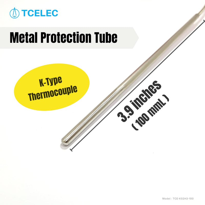 TCE-K02H3-100 K Type Thermocouple Metal Probe for Furnace K-Type Input Instrument Thermocouple Sensor Temperature Available from 77°F to 1112°F