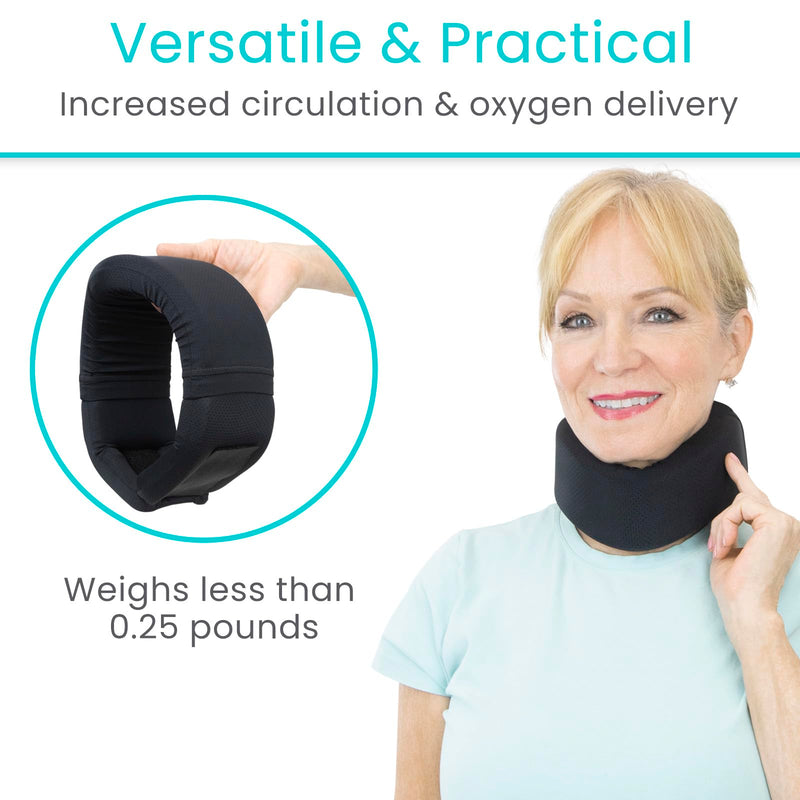 Vive Neck Brace Cervical Collar - Soft Foam for Neck Pain, Sleeping, Support for Women & Men - Universal Size Orthopedic Collar for Stiff & Pinched Nerve - Adjustable Wrap, Chin Contour (2.5") 2.5"