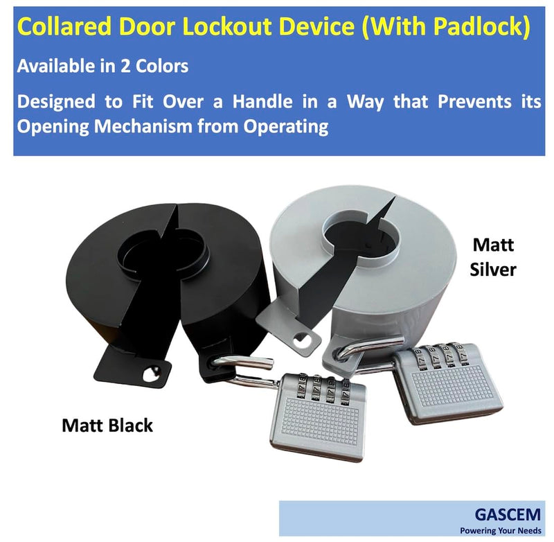 Door Knob Lockout Device (Matt Silver, 1 Padlock). Door Handle Lock - Prevents Doorknobs from Turning and Access to Keyhole. Childproof Door Knob Cover. Matt Silver