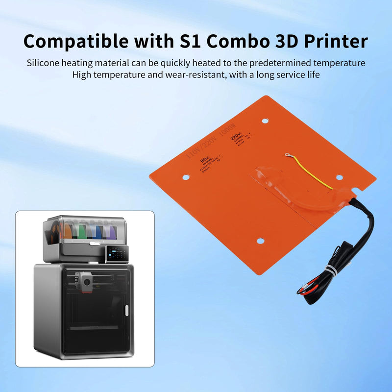 FYSETC Silicone Heating Mat for Anycubiic S1C: Replacement Heat Bed Plate AC110V/ 220V 1000W 258mm/ 9.8 in with Thermistor Probe Sensor and Bimetal Thermal Fuse for S1 Combo 3D Printer Parts