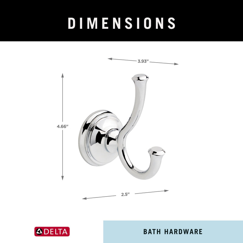 Delta 79735 Cassidy Double Towel Hook Bath Hardware Accessory in Polished Chrome