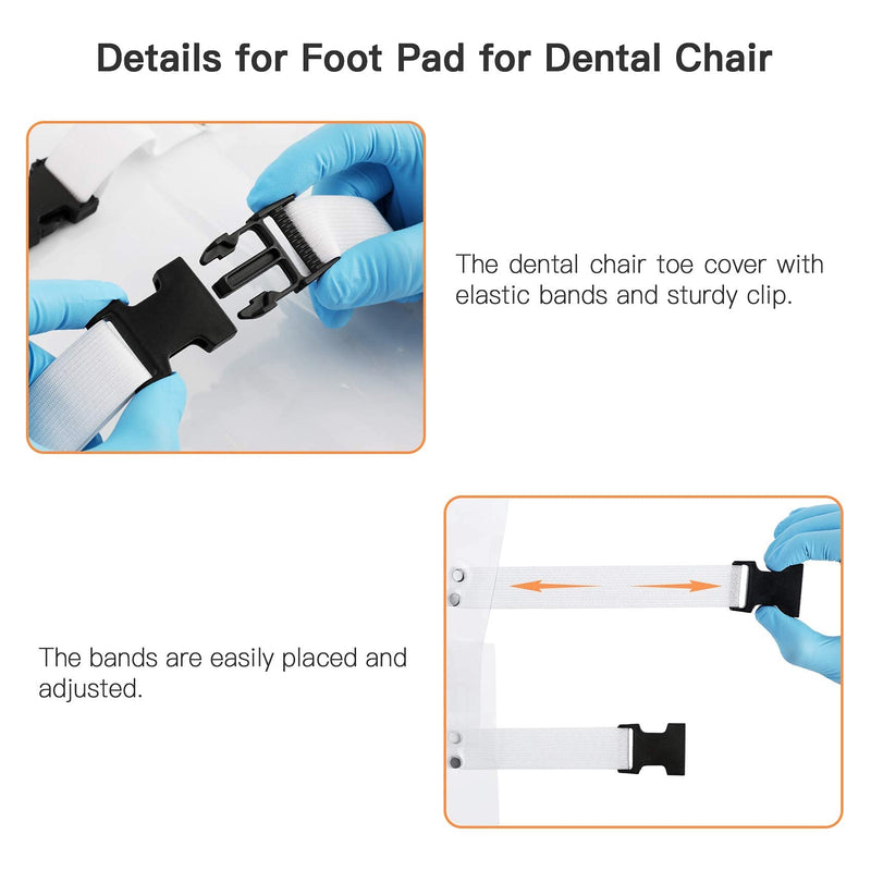 Foot Pad Dustproof Dental Chair Toe Cover Sleeve with Elastic Bands, Foot Mat Cushion Transparent Dentist Clinic Unit Protector Anti-Dropping - Washable & Reusable Elastic Bands with Snaps