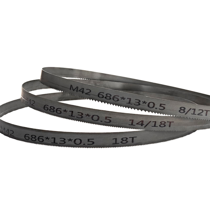 TASP 27" Bandsaw Blades Set (1/2" Wide, 8/12 TPI, 14/18 TPI, 18 TPI) for DeWalt DCS377, Milwaukee 48-39-0572 Portable Band Saw, Bi-Metal M42, Pack of 3