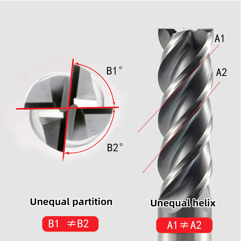 3pcs 4mm 6mm 8mm Carbide Square End Mill 4 Flutes for Stainless Steel D4~D8