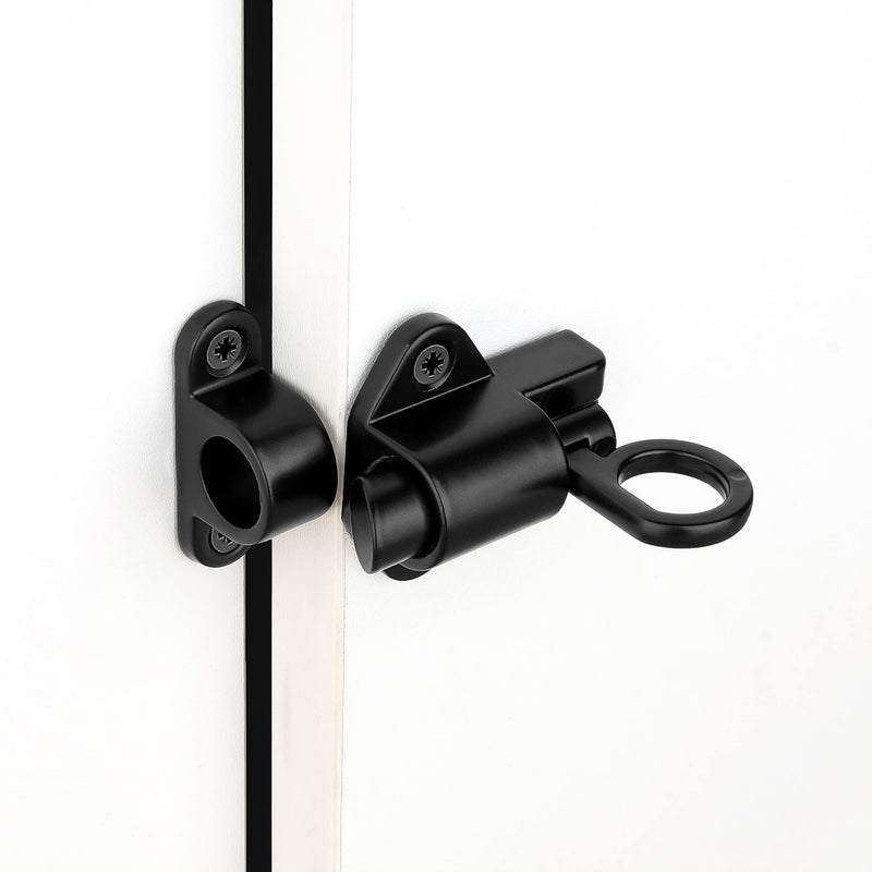 4 Packs Self-Closing Latches，Black Spring Door Lock，Resilient Bolt Latch Aluminum Alloy Safety Automatic Spring Barrel Door Lock with Screws，Used for Wooden Door，Wooden Window and Cabinet etc Black 4