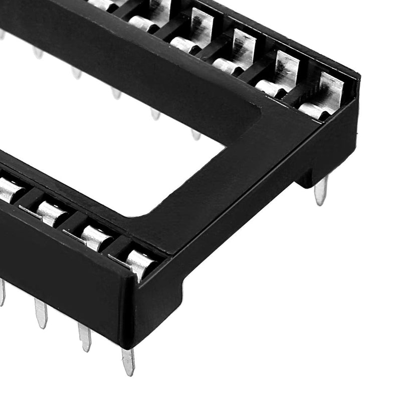 uxcell 10pcs DIP IC Chip Socket Adaptor Solder Type 2.54mm Pitch Dual Row 24 Flat Pin 15.24mm Row Pitch