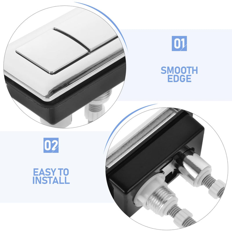 DOITOOL 2pcs Dual Flush Toilet Button Replacement, 5. 5 X 3. 3 Inch Rectangular Abs Push Button with Rods, Chrome Plated Water Tank Valve Switch for Bathroom 2