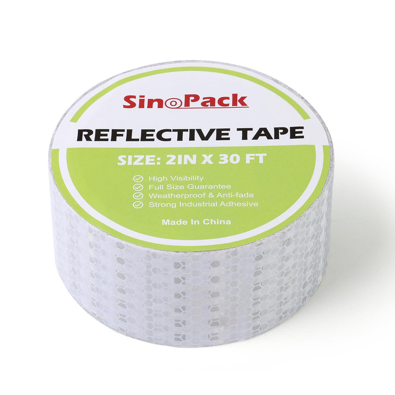 Reflective Tape White 2IN X 30FT Outdoor White High Visibility Conspicuity Safety Tape, Reflector Tape Caution Reflector for Trailers, Bikes, Cars 1