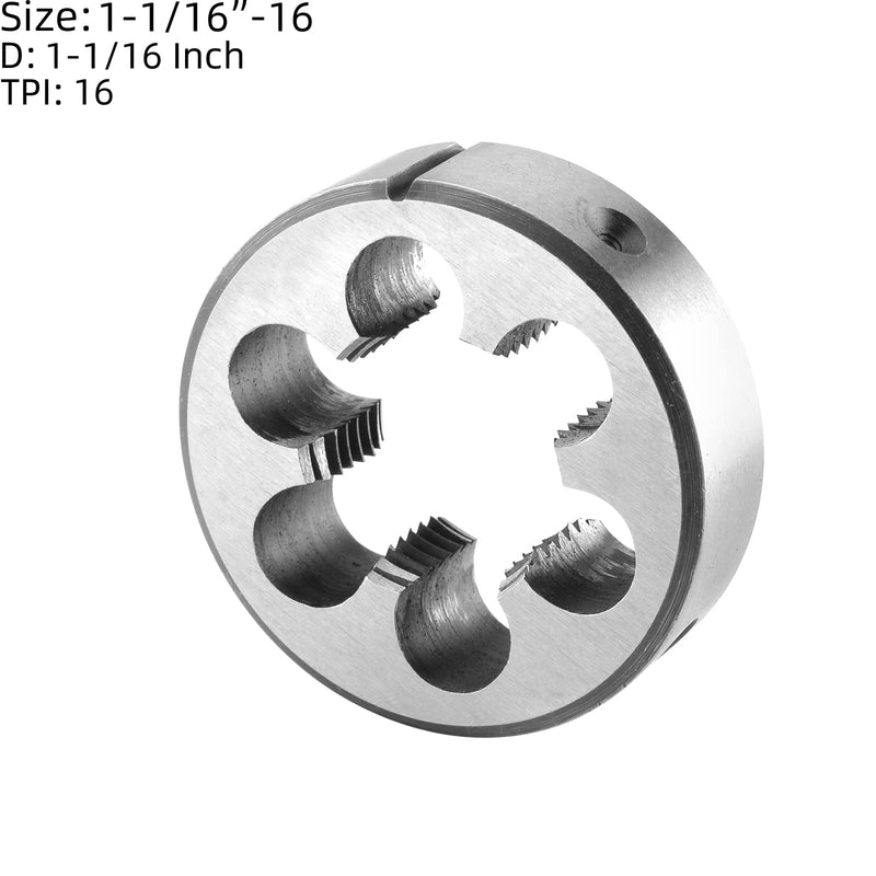 Burkit 1 1/16"-16 UN Tap and Die Set, 1-1/16 x 16 UN Machine Thread Tap and Round Die Right Hand 1-1/16-16