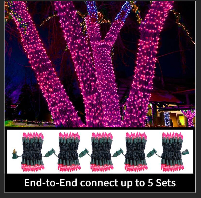 Super-Bright Extendable Pink Christmas Lights Decoration 100Lights 19.6ft UL Certified Mini Bulb String Lights Set for Outdoor Christmas Tree Garden Holiday Party Patio Wedding Garland Decor 100 Count