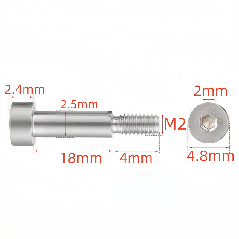 NACX M2 Hex Socket Shoulder Bolts, 2.5mm Shoulder Dia 18mm Shoulder Length, 304 Stainless Steel, 20Pcs