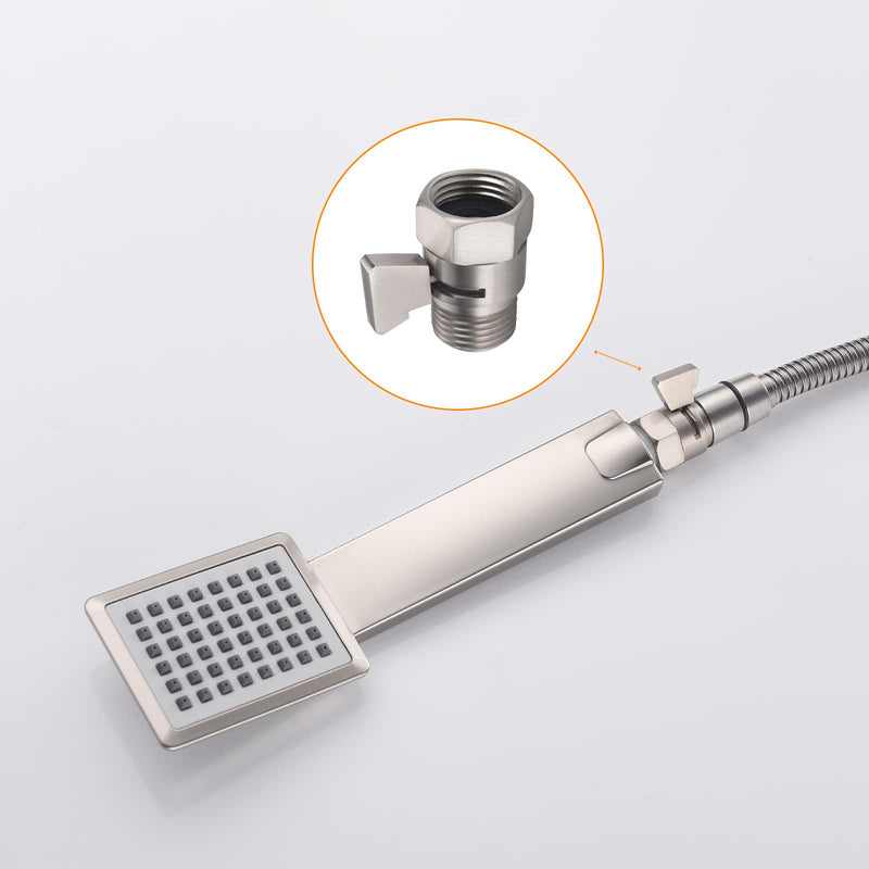 Shower Head Shut Off Valve, Brass G1/2“ Water Flow Control Valve for Shower head and Handheld, Water Pressure Regulator Replacement for Shower System(Brushed Nickel) Brushed Nickel-2