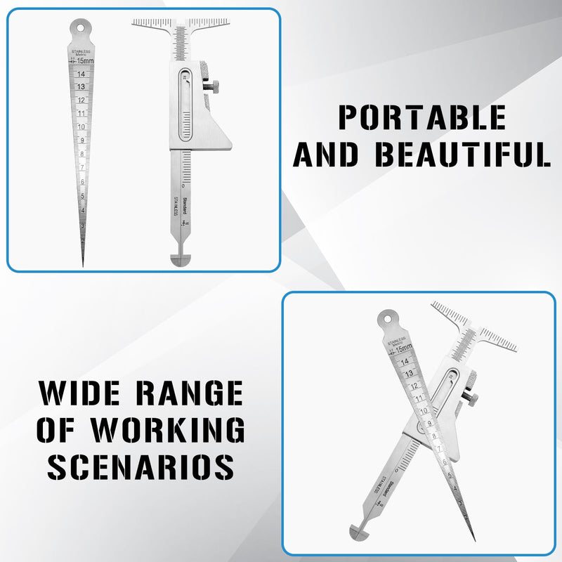 Sabary Stainless Steel Weld Gauge Set, Pipe Alignment Welding and 1-15mm Taper Gauge, Imperial Metric Measurement Tool for Welding Inspection Pipe Measurement