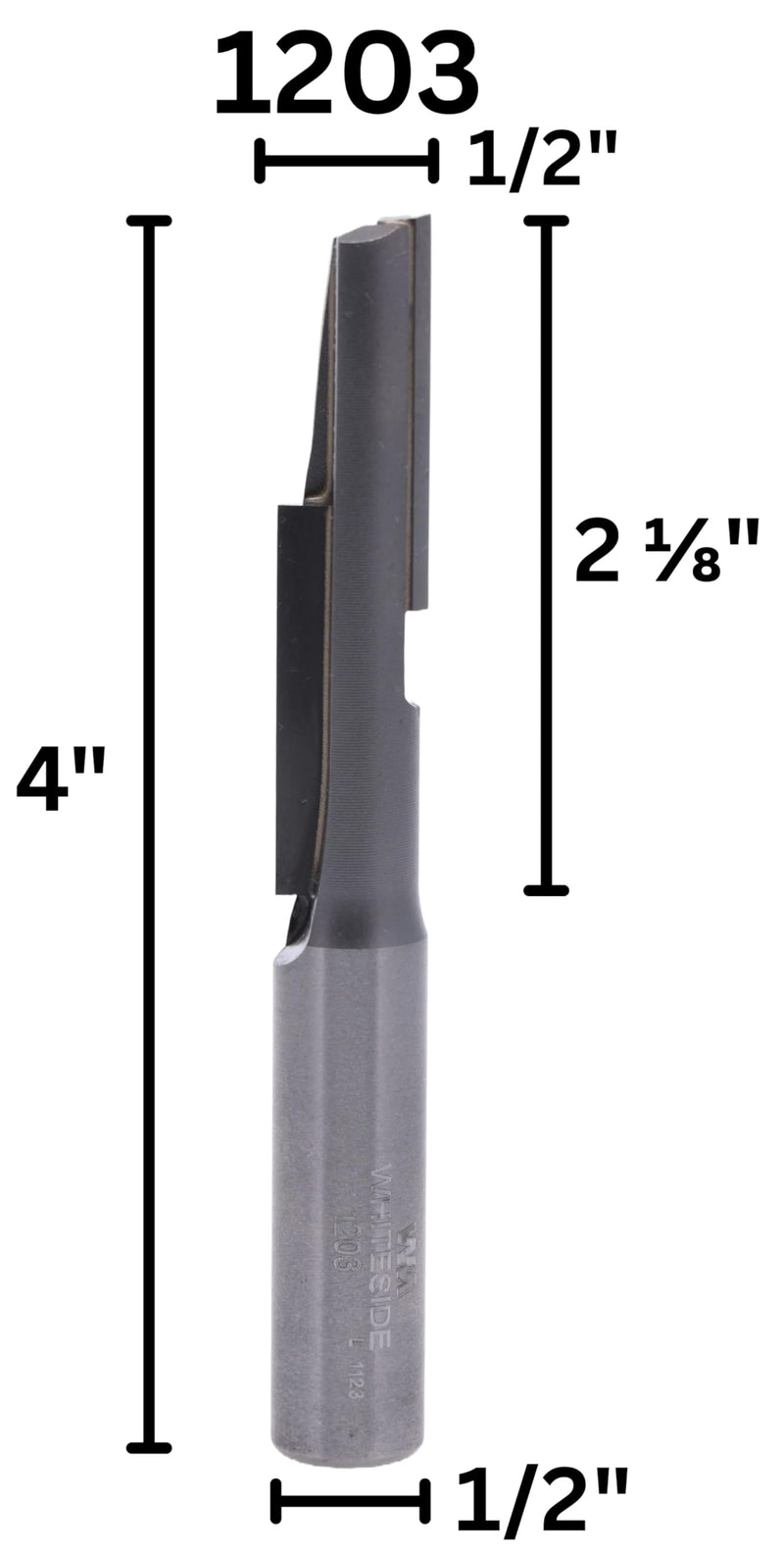 Whiteside 1203 Staggertooth Straight Router Bit: 1/2 Inch Cutting Diameter, 1/2 Inch Shank, 2-1/8 Inch Cutting Length