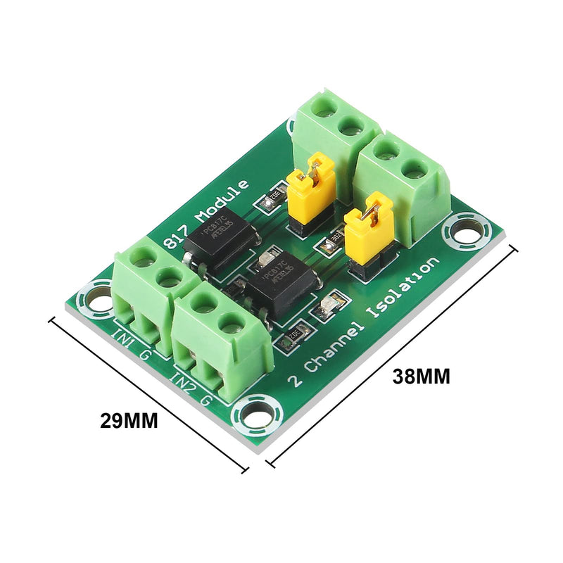 6PCS PC817 2 Channel Voltage Converter Module Optocoupler Isolation Driving Module 3.6-30V Driver Photoelectric Isolated Module for Triode, MOS Tube, Low Power Relay Module (6PCS 2Channel) 6PCS 2Channel