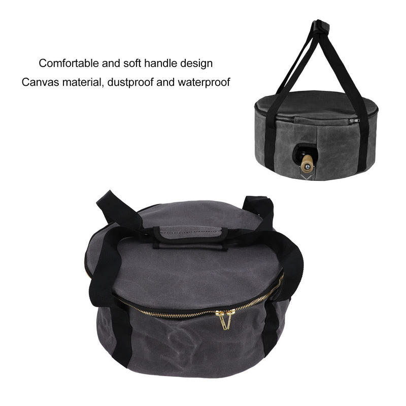 Dutch Pot Storage Bag Dustproof Cast Iron Cookware Bag Heavy Duty Enamel Pot Travel Bag for Cookware Frying Pans Utensils Camping(Dark grey)