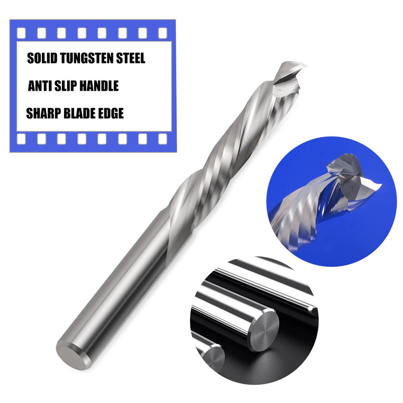 Compression CNC Spiral Router Bits 5PCS, 2 Flutes 5/32'' Shank Up Down Cut Solid Carbide End Mills, 7/8'' Cutting Length Milling Cutters CNC Bits for Wood Engraving Carving(4x22mm) 5/32'' Shank-5/32'' Dia-7/8'' CL