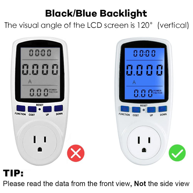 YOUTHINK Electricity Usage Monitor, Power Meter Plug Home Energy Consumption Analyzer with Digital LCD Display Overload Protection Watt Volt Amps Wattage KWH