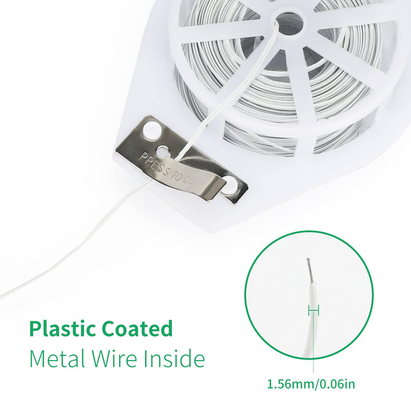 KINGLAKE 328 Feet Plastic Plant Twist Tie White Garden Plants Tie Multi-Use for Secure Vines,Plants
