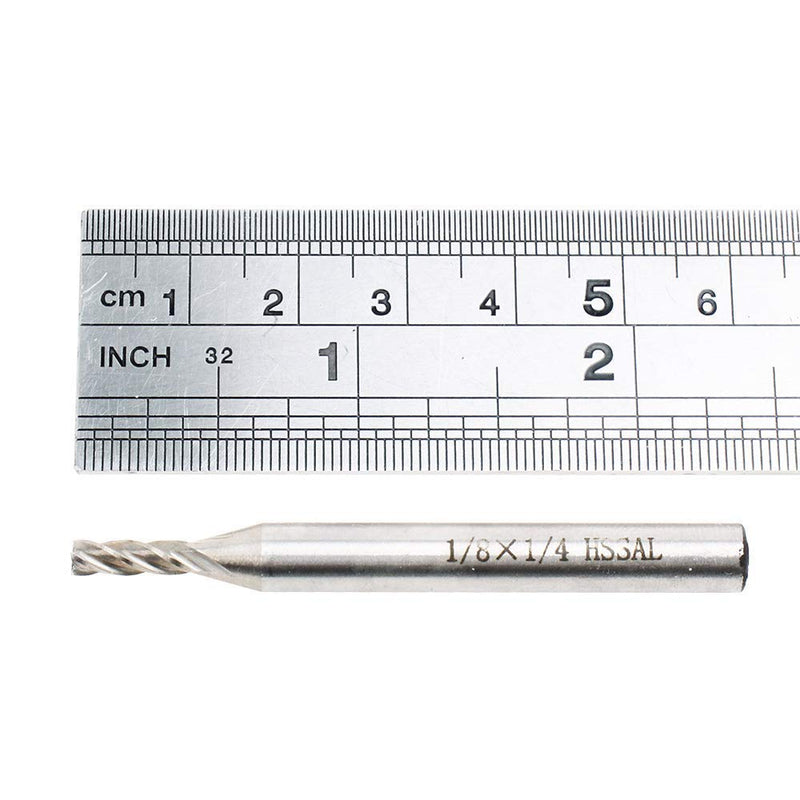 AUTOTOOLHOME 1/8" X 1/4" HSS 4 Flutes Straight End Mill Cutter Pack of 2 CNC Milling Drill Bits Router Bits for Wood Aluminum Steel