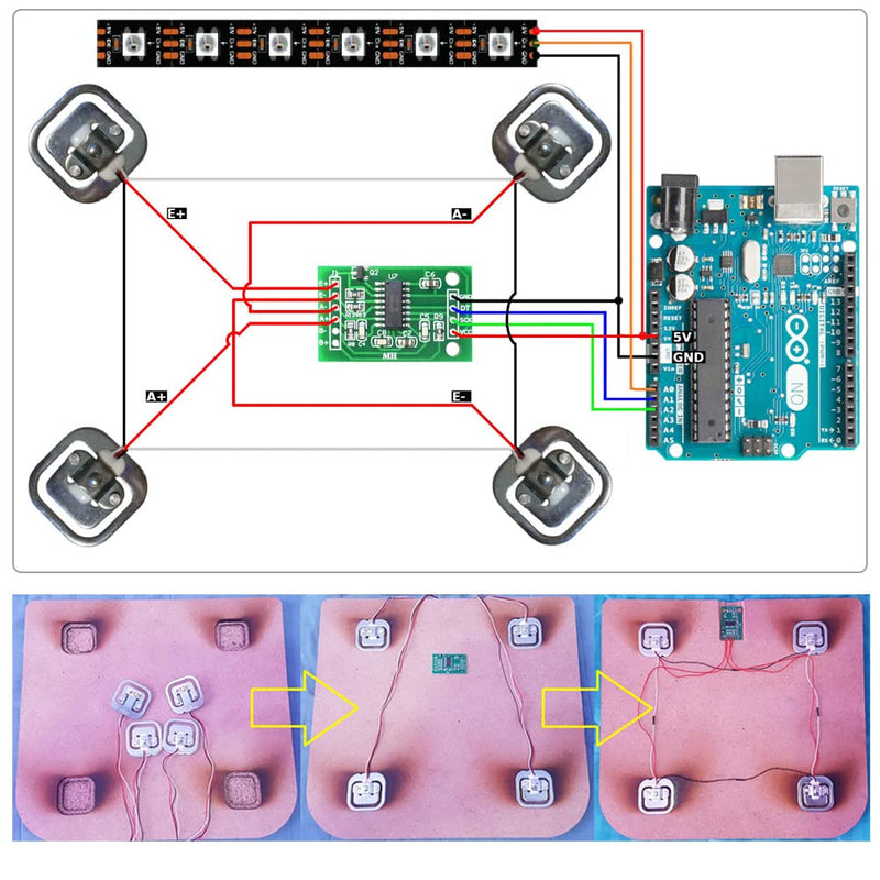 4pcs Load Cell 50kg Half Bridge Strain Gauge Human Body Digital Scale Weight Sensor + 1pc HX711 Amplifier AD Module for Arduino