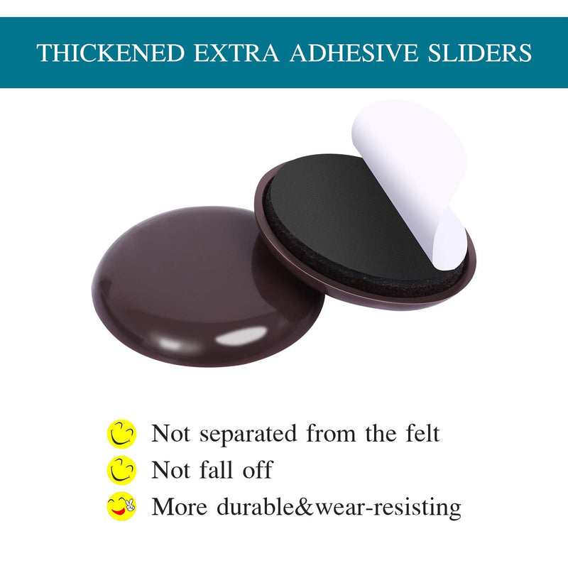 Ezprotekt Round Brown 16 Value Pack Self-Stick Furniture Sliders 2-1/8" Furniture Moving Pads Heavy Duty Adhesive Furniture Movers for Carpet Chair Glides Chair Slider for Carpet (Brown, 16 Pack) 2 1/8"