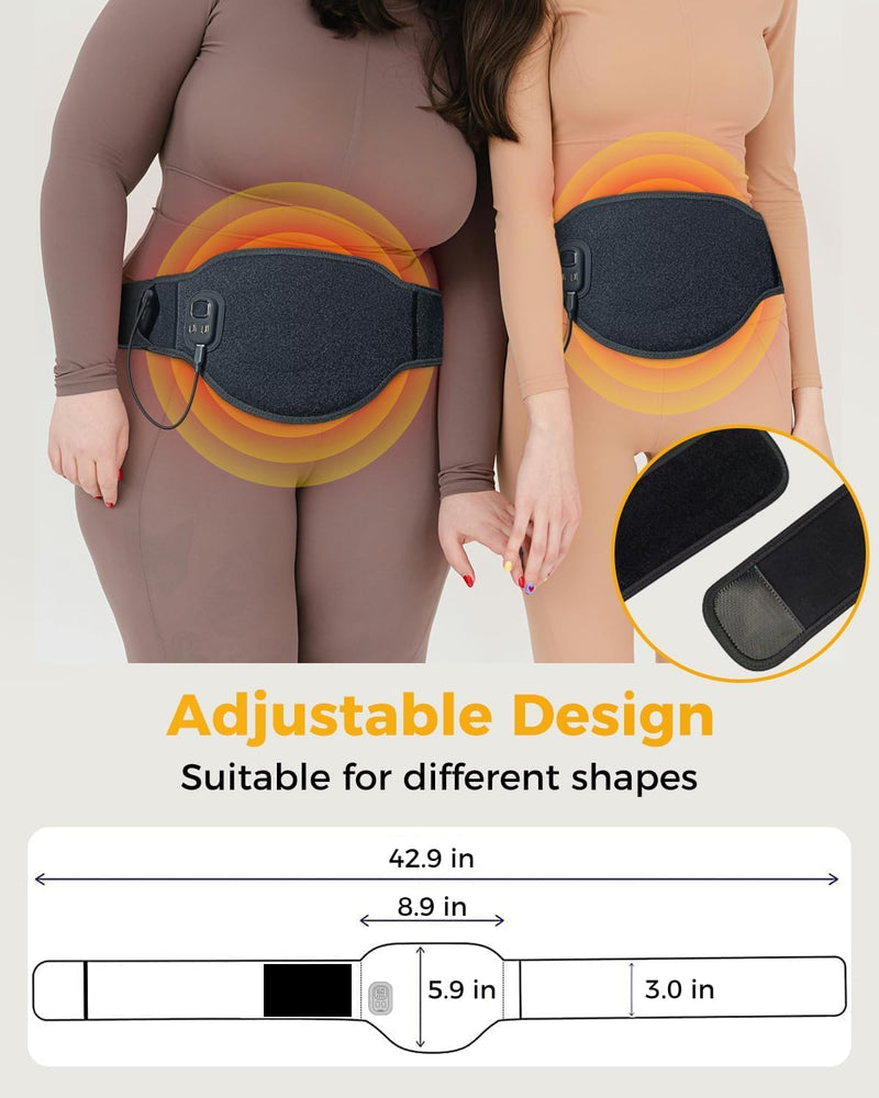 AROMA SEASON Flexible heat belt heating belt far infrared (FIR) to go with 6h battery for stomach/back/lumbar | Electric heating pad with automatic switch-off