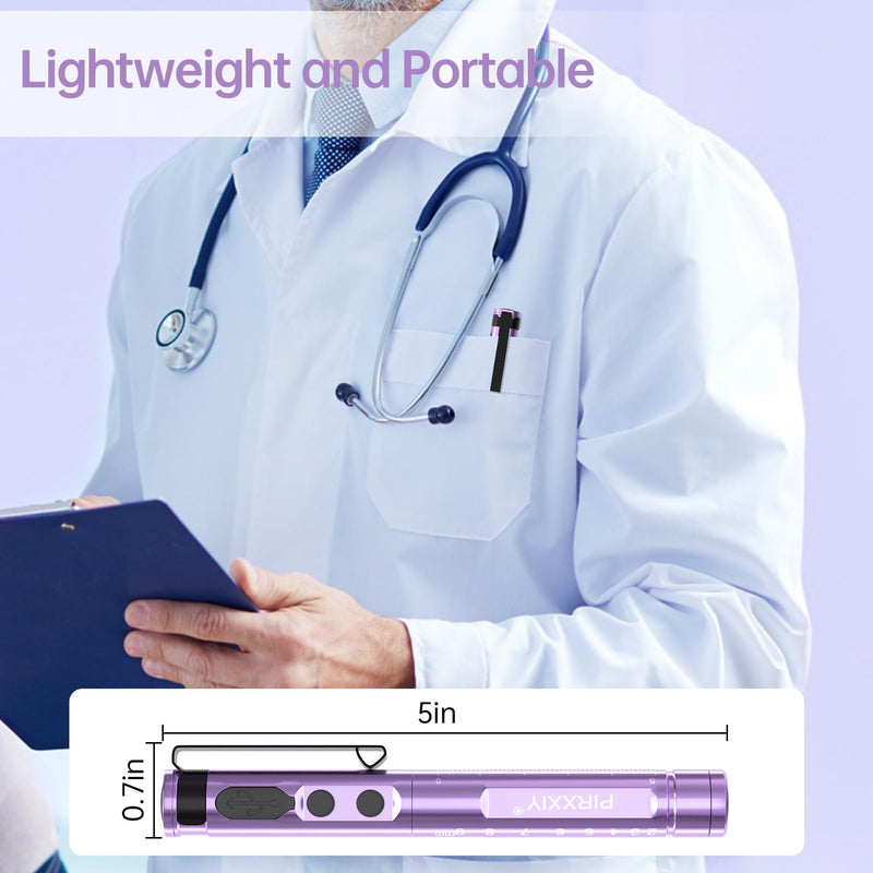 Pen Light for Nurse, Rechargeable LED Medical PenLight, Warm/Cool White & Stepless Dimming, Portable Medical PenLight for Nurse, Doctor, First Aid, EMT, Nursing,Nursing Student (Purple) Purple