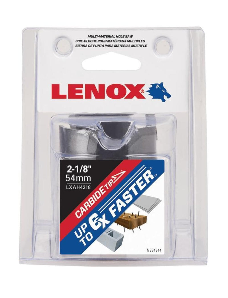 LENOX Tools Hole Saw, Carbide, 2 1/8-Inch, 54MM (LXAH4218)