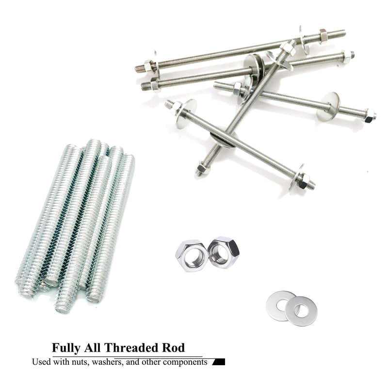 8pcs Silver Zinc Fully All Threaded Rod Carbon Steel Long Thread Screw 5/16x3" for Furniture Garden Railing Mounting Assembly Fastening Steel Frame Connection Full Thread Rod for Furniture Silver-Zinc 5/16x3 Inch-8P