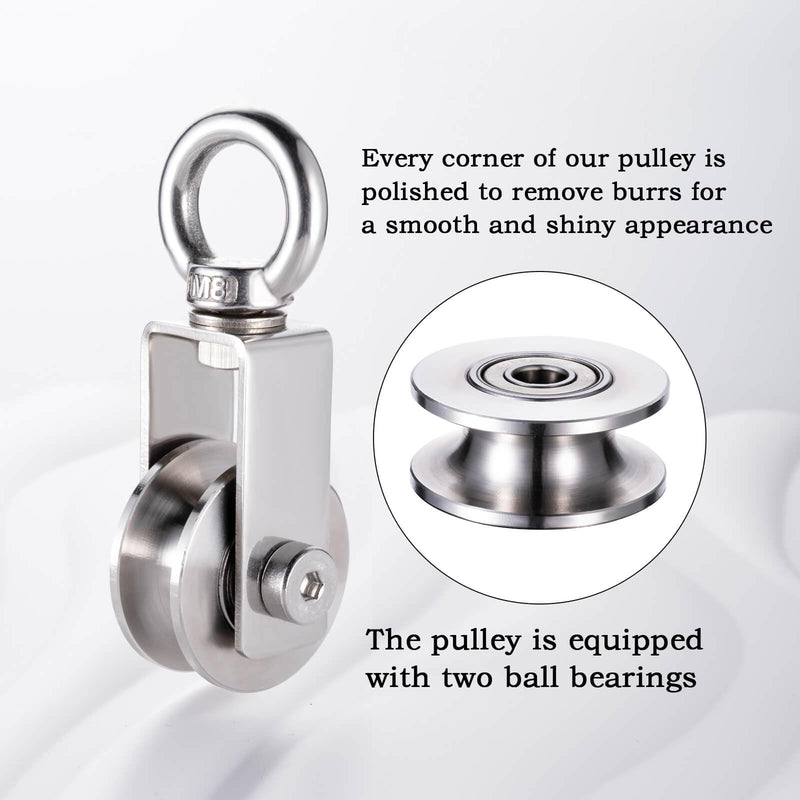 40mm Cable Pulley Wheel, Swivel Single Pulley Block, Bearing Inside, for Pulley System Gym Equipment, Lifting, Winch, Loading 550lb 1 Pack Swivel pulley