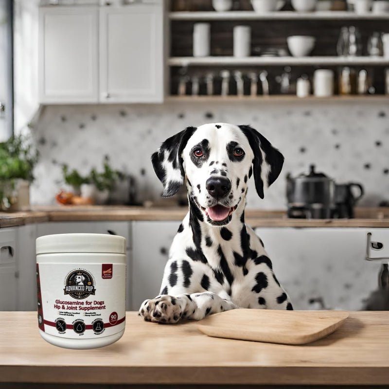 AdvancedPUP Dog Hip and Joint Supplement - Glucosamine for Dogs - Dog Hip & Joint Care with Chondroitin, MSM, & Turmeric for Dog Joint Relief - Regain Dog Mobility with Natural Tasty Bacon - 90 CT - PawsPlanet Australia